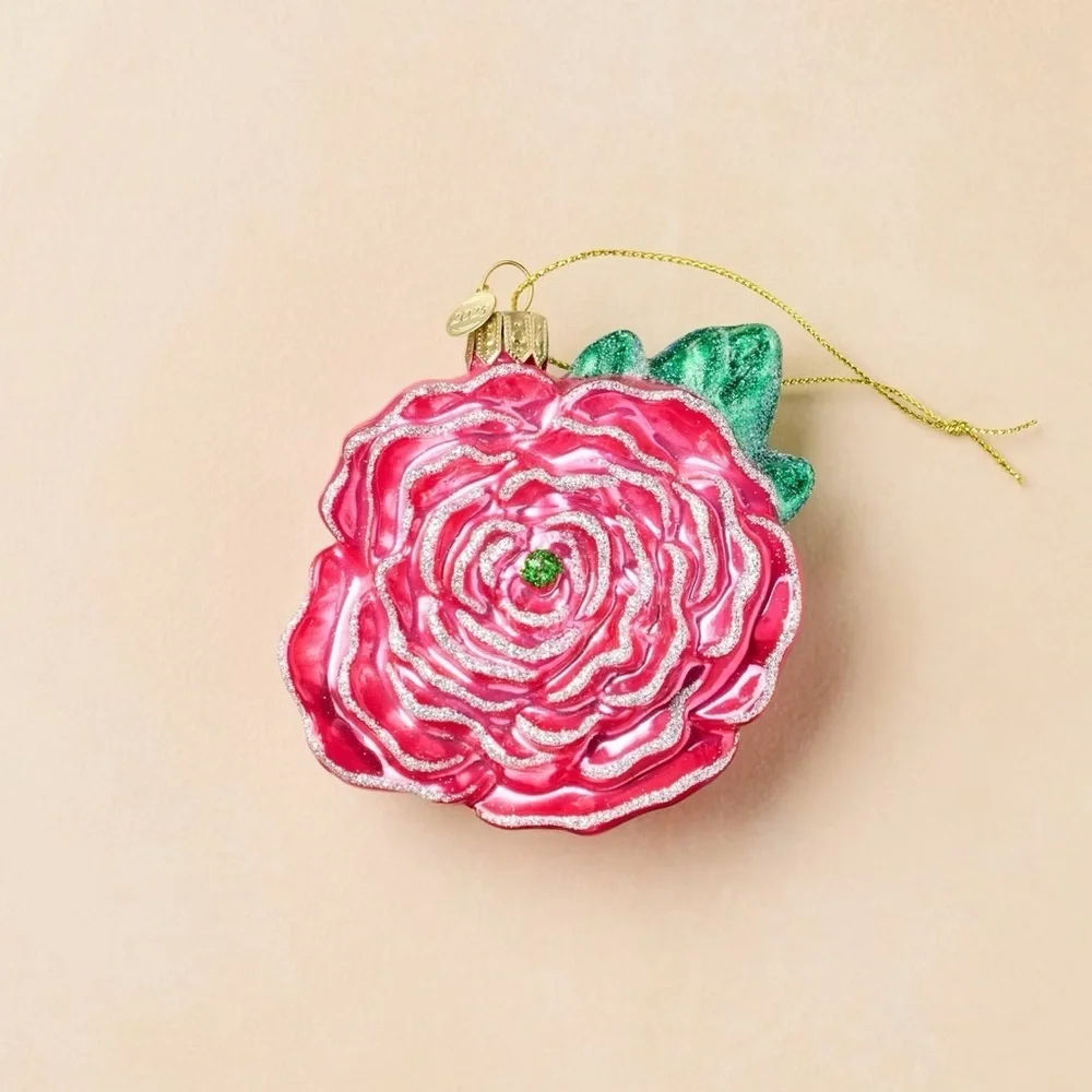 Glass Pink Peony Christmas Ornament - John Derian for Target 2025